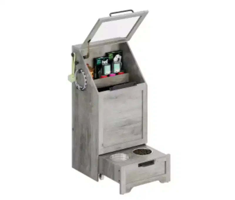 MDF, PB & Iron Flip-top Dog Food Storage Cabinet,