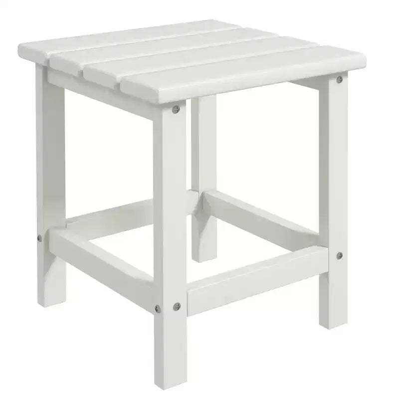 Adirondack Outdoor Side Table HDPE Weather Resistant Patio End Table - White