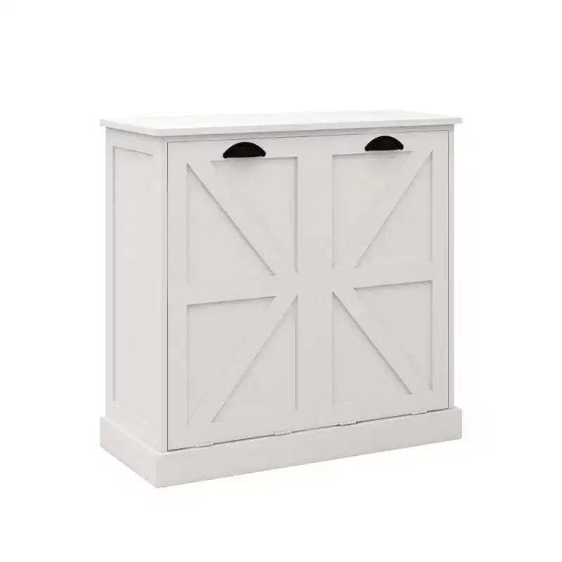 sumyeg Tilt-Out Laundry Hamper Cabinet with Two Sorting Compartments and Top Shelf Organizer