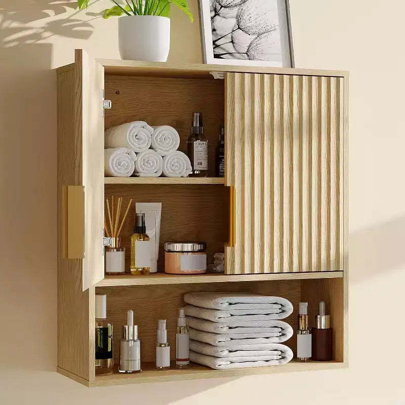 Bathroom Wall Cabinet, 25x23x8 Medicine Cabinet with Adjustable Shelf, Wave-Patterned Door, Storage for Bathroom, Kitchen, Laundry, Entryway