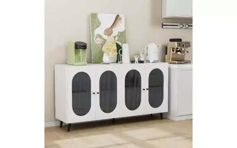 TUYOHW Modern Acrylic-Door Sideboard Cabinet, Pantry Cabinet Storage Cabinet with Detachable Shelves, Freestanding Storage Cupboard Console Table