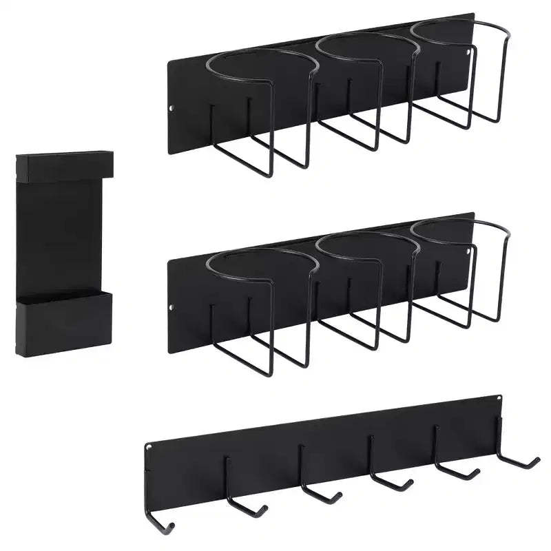 Cup Holder, Magnetic Organizer  Refrigerator Water Bottle Organizer with Lid Hooks Straw Holder Black Steel for 40 Oz Cup Kitchen Pantry