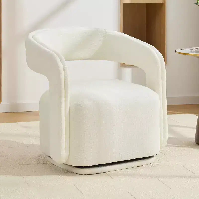 TUYOHW Chenille Fabric Swivel Accent Armchair,Barrel Leisure Chair with Curved Backrest,Upholstered Reading Chair for Living Room,Bedroom,Study