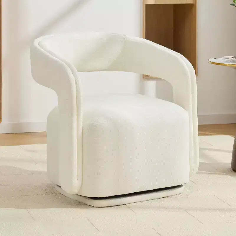 TUYOHW Chenille Fabric Swivel Accent Armchair,Barrel Leisure Chair with Curved Backrest,Upholstered Reading Chair for Living Room,Bedroom,Study
