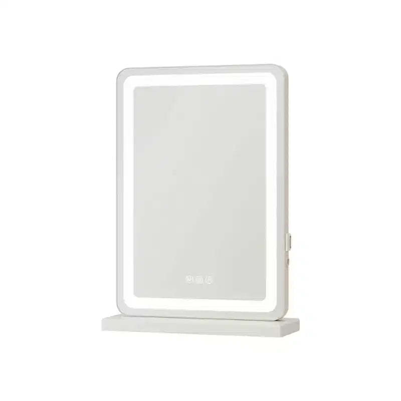 HomeRoots 18 Clear Lighted Freestanding Frameless Makeup Shaving Tabletop Mirror