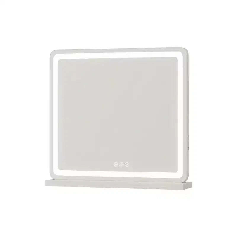 HomeRoots 22 Clear Lighted Freestanding Frameless Makeup Shaving Tabletop Mirror