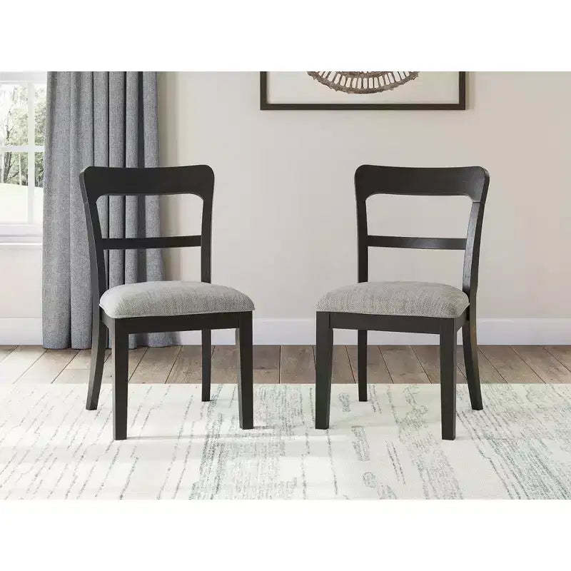 Signature Design by Ashley Chadworth Dining Upholstered Side Chairs, Set of 2, Black Wood Frame with Polyester Seats