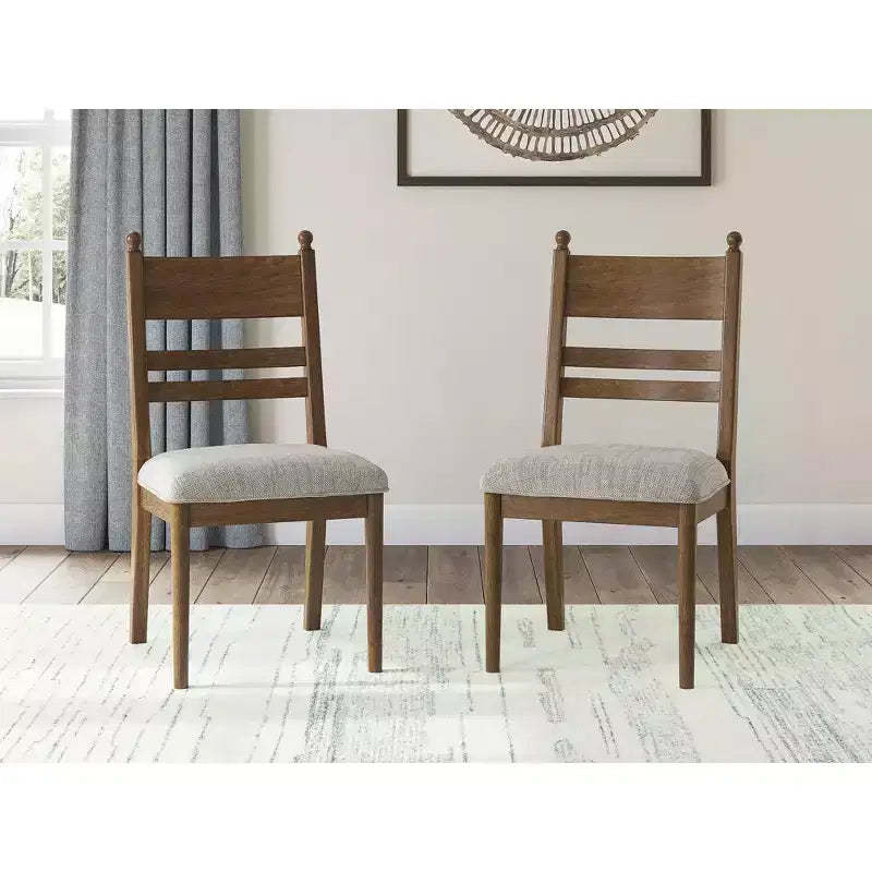 Signature Design by Ashley Chadworth Dining Upholstered Side Chairs, Set of 2, Brown Wood Frame with Polyester Seat
