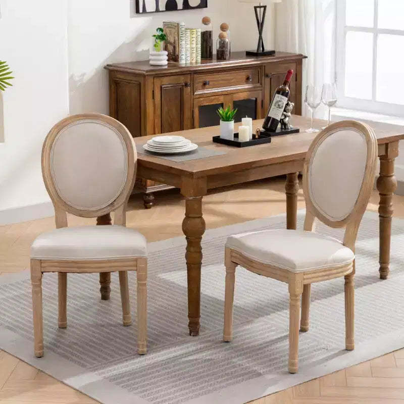 Upholstered Dining Chairs Set of 2, Mid Century Modern, Round Backrest, Sturdy Wood Frame, for Kitchen, Dining Room, Living Room
