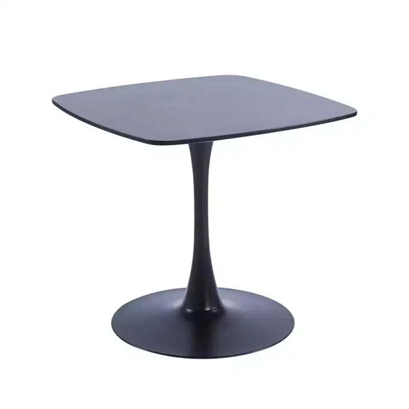 31.5 Inch Black Square Tulip Dining Table, Mid Century Modern Small Space Kitchen Table with Metal Pedestal Base