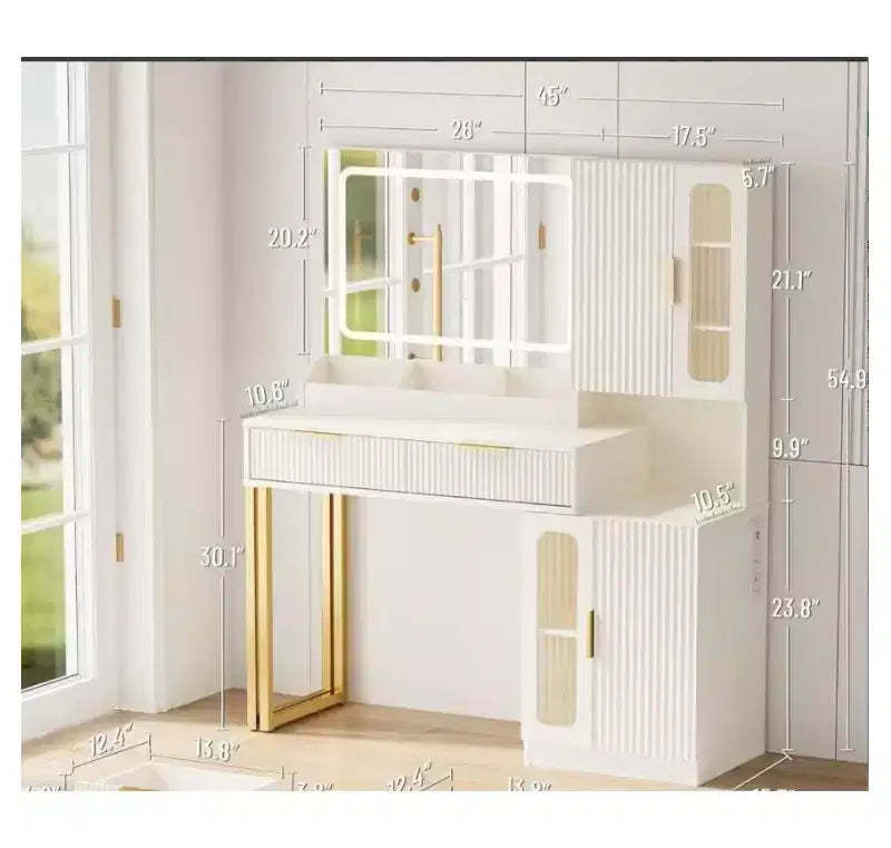 Wave Double-Door Dressing Table, MDF Material,