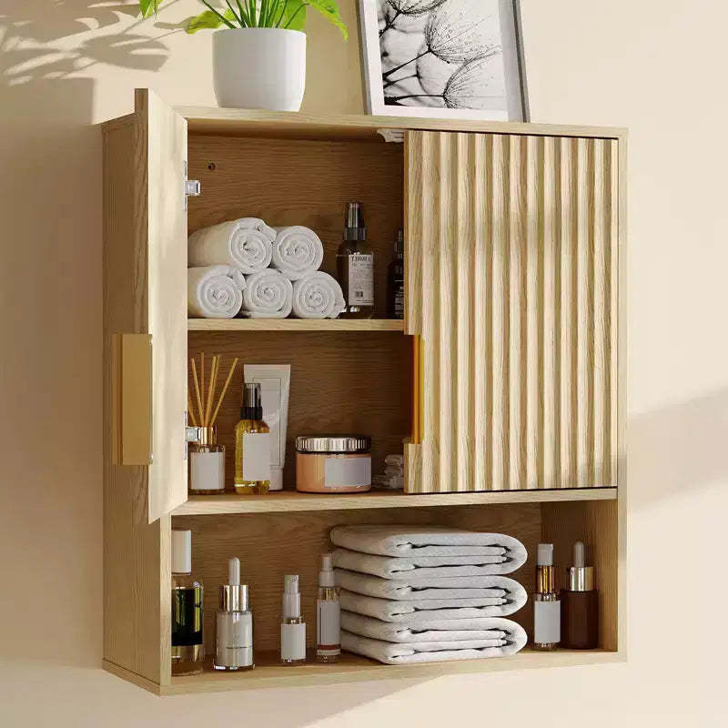 Bathroom Wall Cabinet - Medicine Cabinet with Barn Doors & Adjustable Shelf - 25x23.6x9 Inch Wall Cabinet