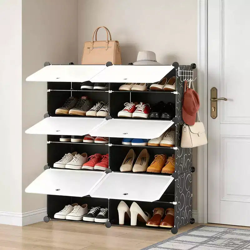 MAYEERTY 6-Layer Shoe Rack Storage Cabinet with Door, Stackable & Detachable