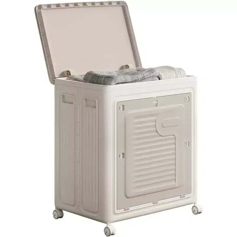 COZONY Rolling Laundry Hamper W/ Lid, 150L Large Capacity Clothes Hampers Plastic Collapsible Laundry Baskets W/ Wheels Foldable Sturdy Storage Boxes