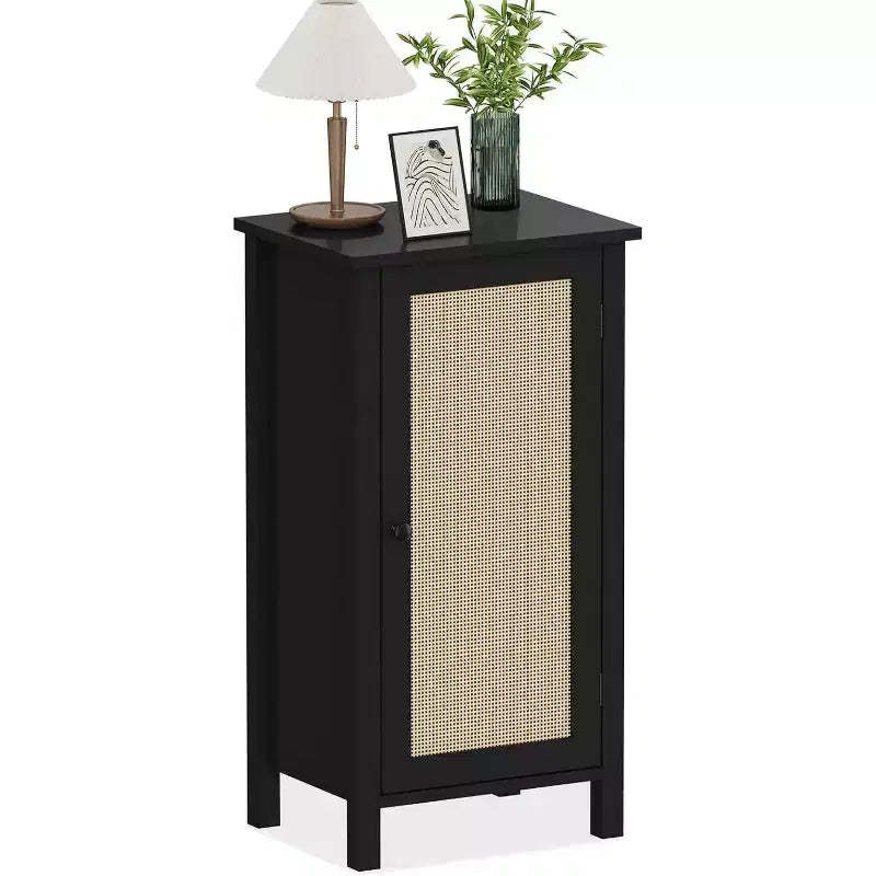 Farmhouse Nightstand,16 Inch Modern Boho Bedside Table with Large Drawer,Solid Wood Top & Metal Legs,End Table Accent Cabinet for Bedroom,Living Room