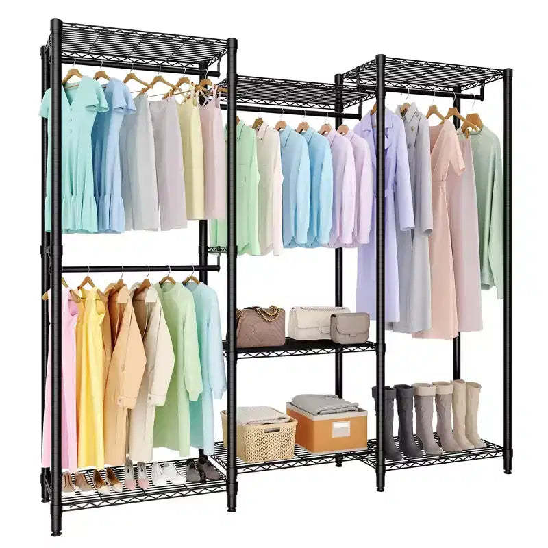 Heavy Duty Clothes Rack, 4 Hanging Rods, 1631 lbs Capacity, Freestanding Portable Closet Organizer, Black