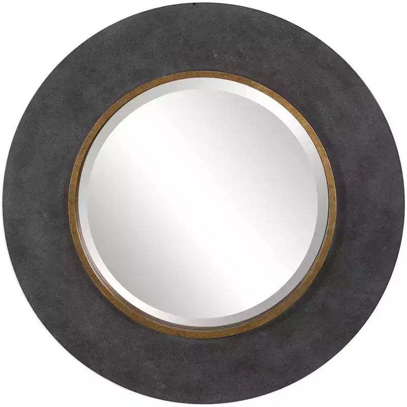 Uttermost Saul Charcoal Concrete 30 Round Wall Mirror