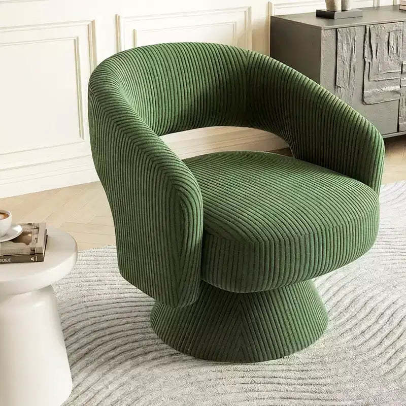 Swivel Barrel Accent Chair, Modern Upholstered Living Room Chair with Thick Padding for Reading, Green