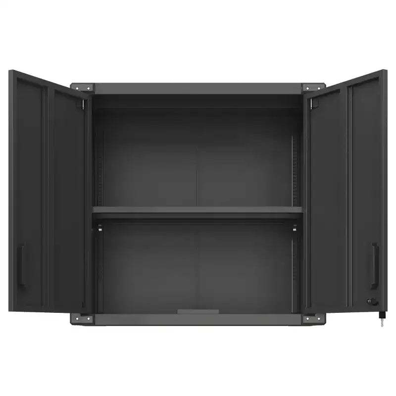 Metal Wall-Mounted Tool Storage Cabinet, Locking Storage Cabinet with 1 Adjustable Shelf and 1 Opened Drawer for Basement, Home, Kitchen