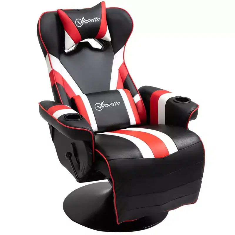 TUYOHW 90-130 Recliner Gaming Chair with Swivel Base Plate&Cup Holder,360 Swivel Office Chair Video Game Chairs with Head&Lumbar Pillow,Footrest