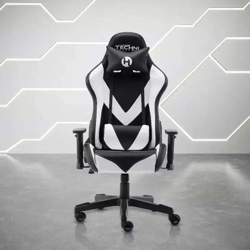 TUYOHW Adjustable Ergonomics Gaming Chair,360 Swivel Office Chairs with Head&Lumbar Pillow,90-150 Reclining Chair for Office&Home,250lbs Max,White