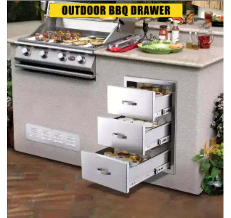 Stainless Steel 3-Drawer Cabinet with Ventilation Panels,