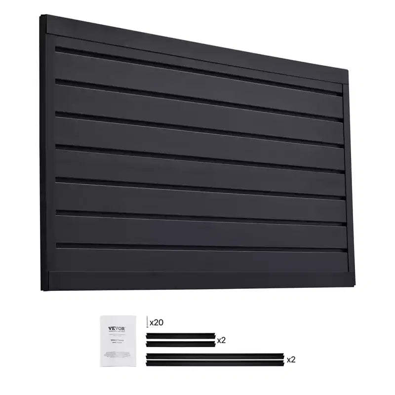 VEVOR Slat Wall Paneling, 2 x 4 ft, PVC Garage Slatwall with Modular Design, Black Slat Wall Easy-to-Install Adjustable Slatwall Panel, Black