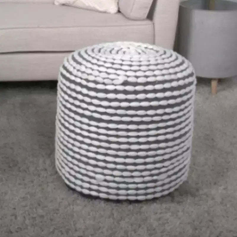 TUYOHW Handcrafted Cylindrical Ottoman with Waterproof Fabric Upholstered Foot Stool with Tufting Pouf Small Ottoman for Living Room, Bedroom