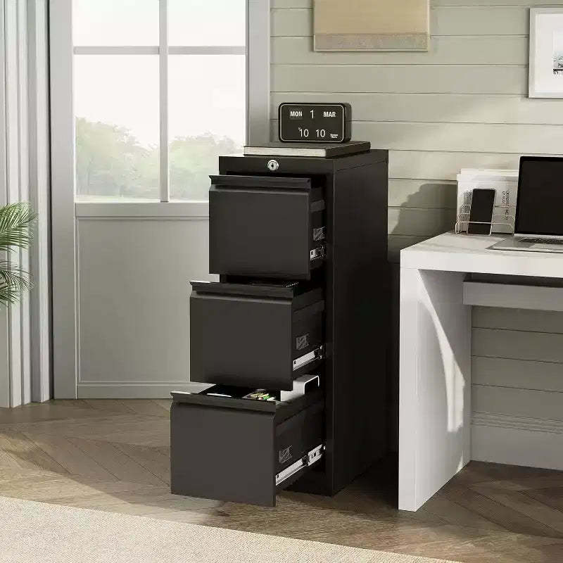 Metal Filing Cabinet with 3 Drawers and Lock, Vertical Filing Cabinet for Lette, Legal, A4, F4, Office Cabinet, Drawer Cabinet for Office