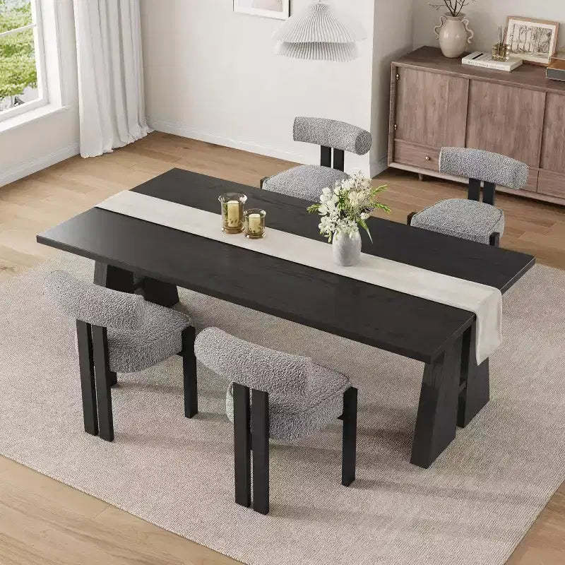 Upholstered Dining Chairs, Modern Chairs with Ergonomic Curved Back, Kitchen Chairs with Wood Legs for Dining Room, Living Room