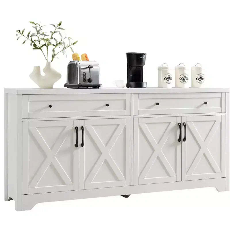 TV Cabinet 61-inch, Multi-Functional Combination TV Stand, Large-Capacity Storage Cabinet, Suitable for Living Room, Bedroom, and Office Areas, White