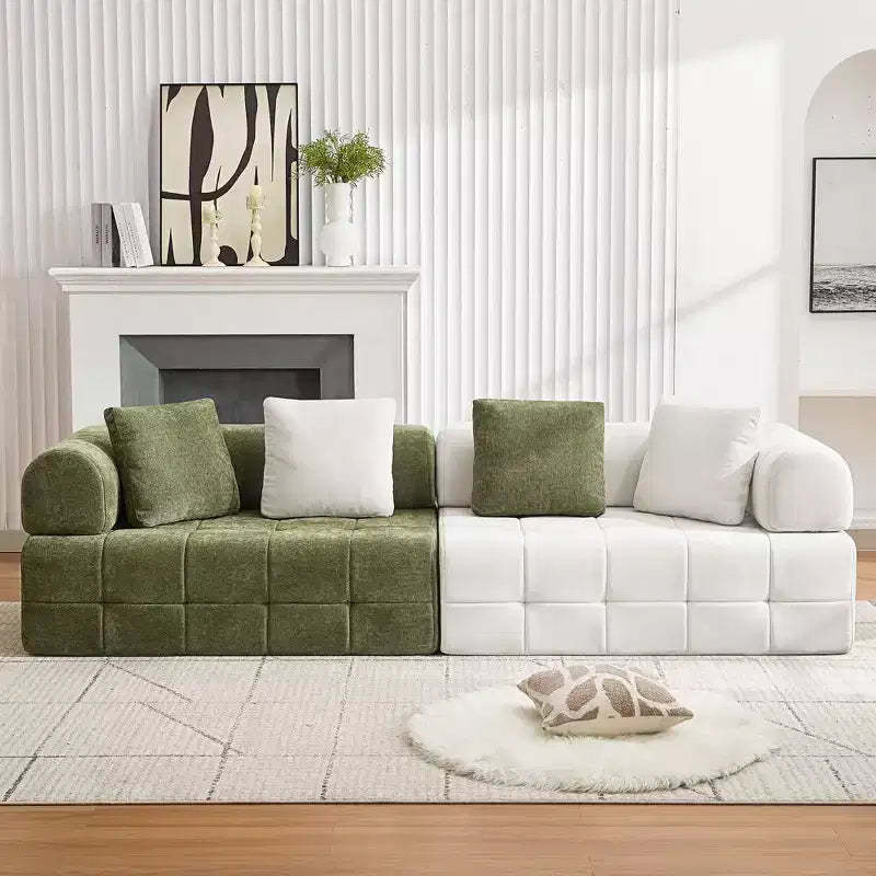 110.23 in. W Colorblock Modular 4-Seater Chenille Sofa with Curved Armrests