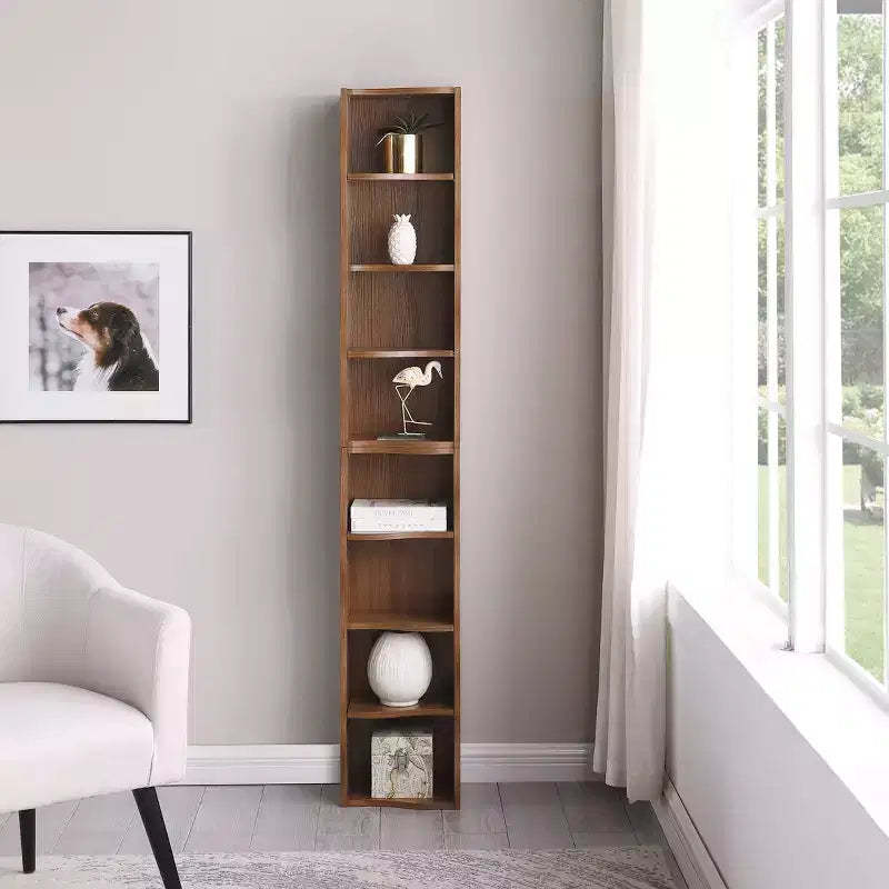 TUYOHW 7-Tier Freestanding Bookcase with Wavy Border Design,Bookshelf Storage Cabinet with Adjustable Shelves,Detachable Upper & Lower Units