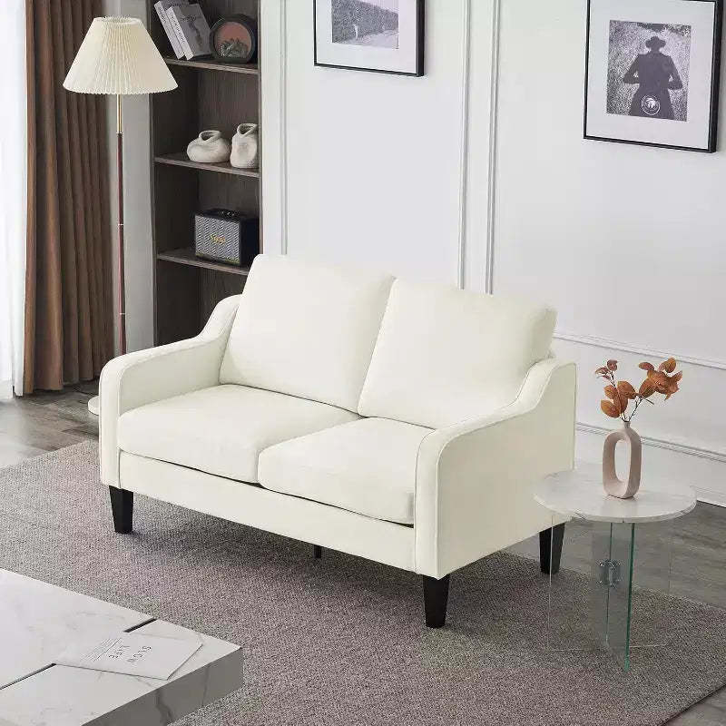 VINGLI 53 Wide Love Seat, Mid-Century Modern Loveseat Sofa Couch with Solid Legs, 2 Seater Sofa Couches with Scooped Armrest