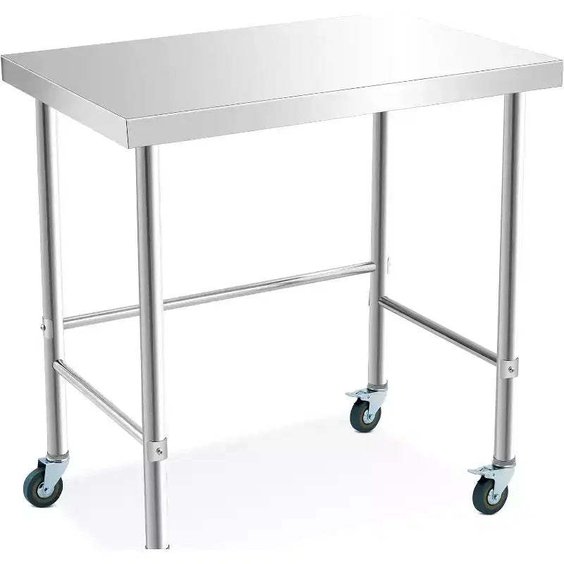 Island Workbench, 304 Stainless Steel,Gloves & Rag Included, Silver, for Commercial Kitchen?