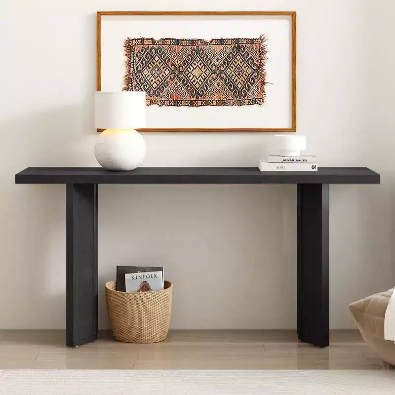 Okak Modern Entryway Table with Pine Veneer, Console Table with 2 Geometric Legs, Accent Table for Living Room, Study, Dining Room
