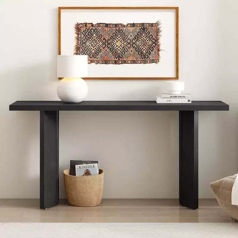 Okak Modern Entryway Table with Pine Veneer, Console Table with 2 Geometric Legs, Accent Table for Living Room, Study, Dining Room