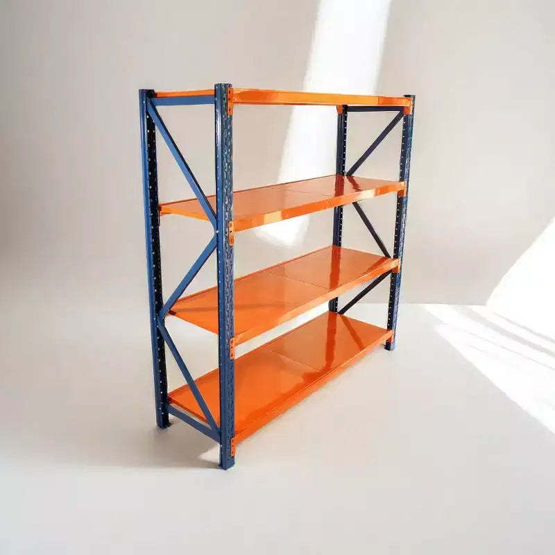 VIYET Heavy Duty Garage Shelves, 4-Tier 4400LBS Capacity Adjustable Metal Shelving, Blue&Orange Industrial Storage for Commercial Store/Tools/Gym