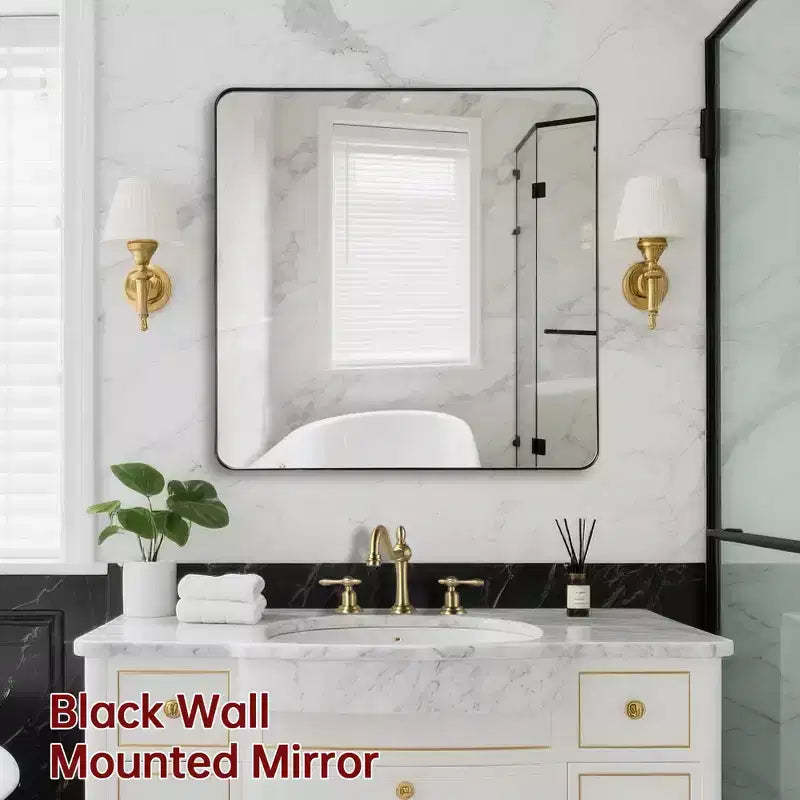 SUMERAIN Square Bathroom Mirror with Tempered Glass, 36x36 Vanity Mirror, Anti-Rust Aluminum Framed
