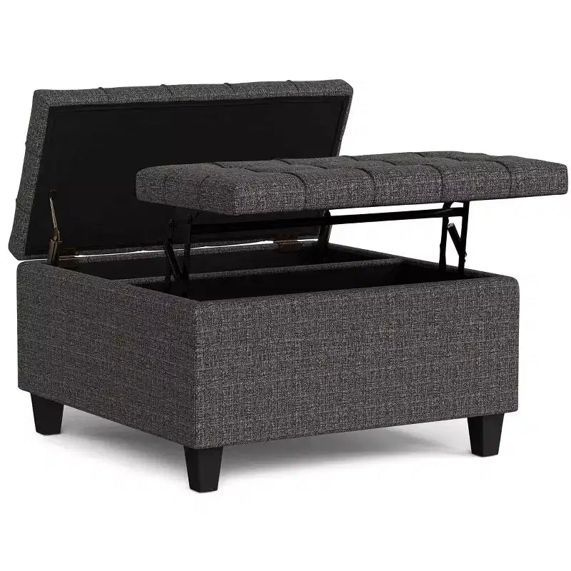 Elliot 30 inch Wide Transitional Small Square Coffee Table Storage Ottoman
