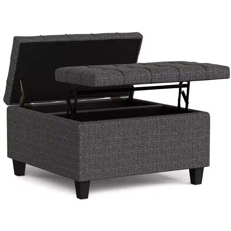 Elliot 30 inch Wide Transitional Small Square Coffee Table Storage Ottoman