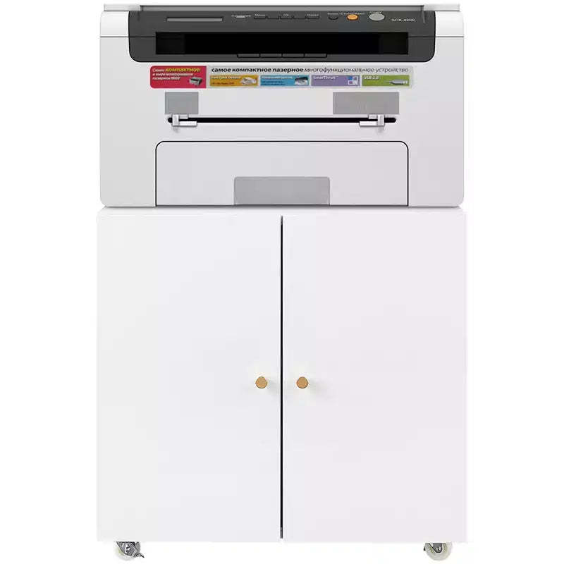 VIYET 23.6x23.6x23.6 Metal Mobile Printer Stand, Adjustable Shelf File Cabinet with Locking Wheels (White)