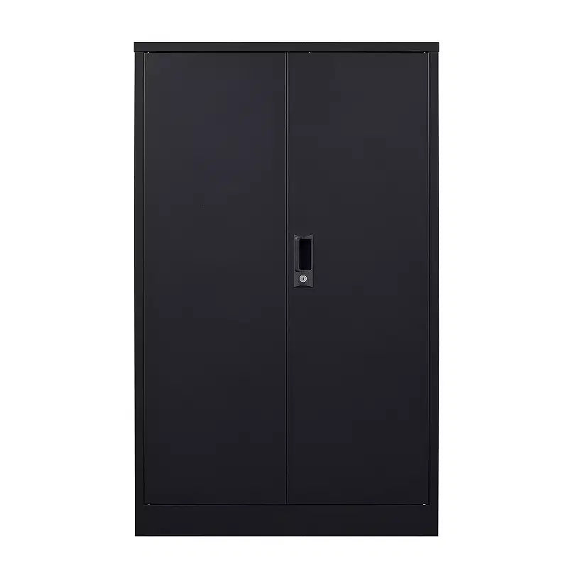 VIYET 41.97H Metal Folding Storage Cabinet, Filing Cabinet w/ Locking Doors & Adjustable Shelf, Black