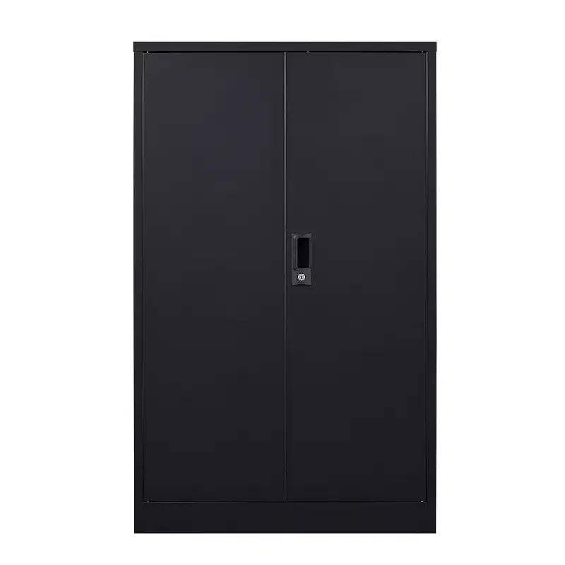 VIYET 41.97H Metal Folding Storage Cabinet, Filing Cabinet w/ Locking Doors & Adjustable Shelf, Black