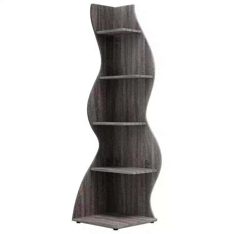 TUYOHW Wall Corner Shelf,5-Tier Floating Bookshelf for Modern Home - Space-Saving Storage & Display Unit,Gray