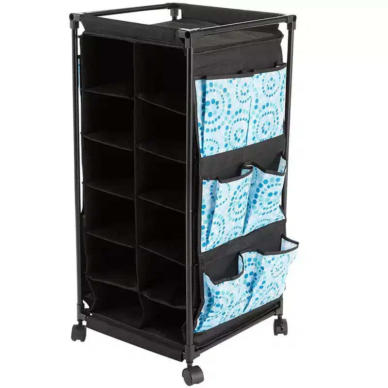 The Lakeside Collection Rolling Shoe Storage with Fabric Cubbies - Springtime -