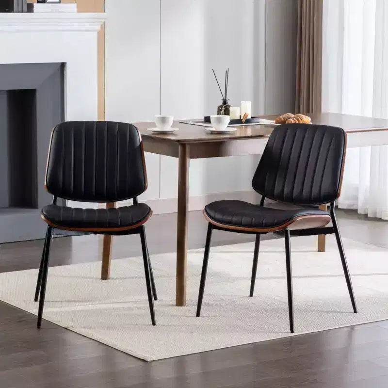 TUYOHW PU Leather Kitchen Chairs Set of 2 with Metal Tapered Legs,Ergonomic Dining Chairs with Curved Backrest,Wider & Deeper Leg Spacing