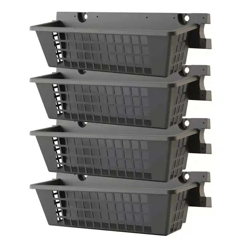 Suncast 4 Pack 25 x 7.25 Inch Resin Basket Accessory for Outdoor Shed, Black