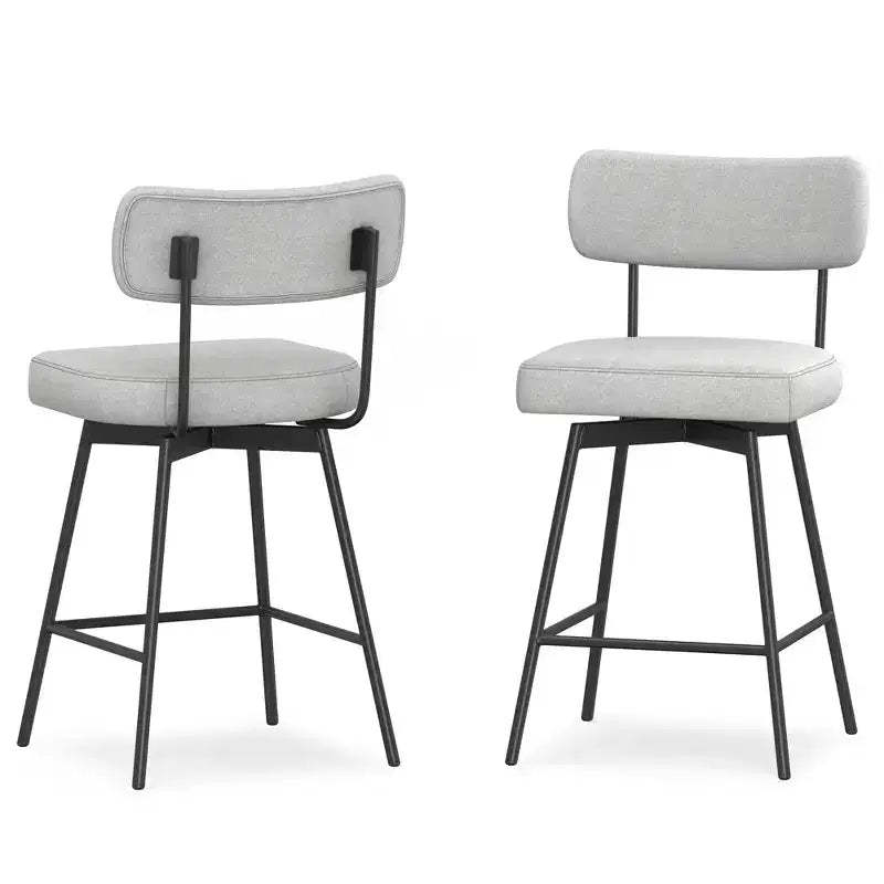 Meredith Contemporary Modern Swivel Counter Height Stool (Set of 2) in Polyester Linen