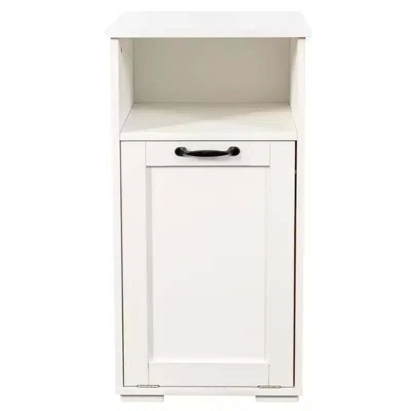 VIYET 29.5 Storage Cabinet, White Particle Board+MDF Storage Cabinet w/ 1 Removable Liner Bag & Open Shelf